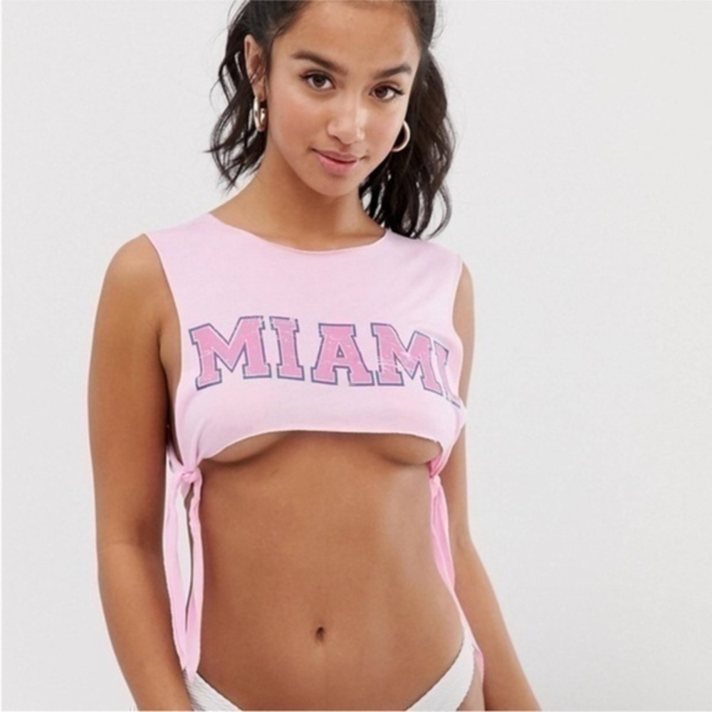 ASOS DESIGN Petite under boob 'Miami' beach crop top